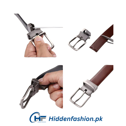 Hidden Fashion Branded Reversible 2 in 1 Leather Belt