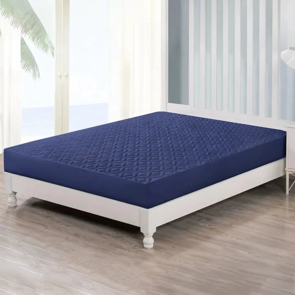 Quilted waterproof Mattress Cover - Blue