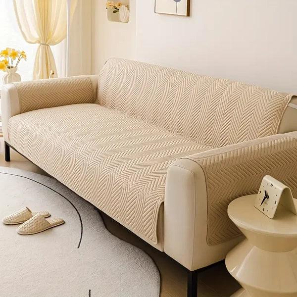 Premium Matt Ultrasonic Sofa Protector – Beige Color