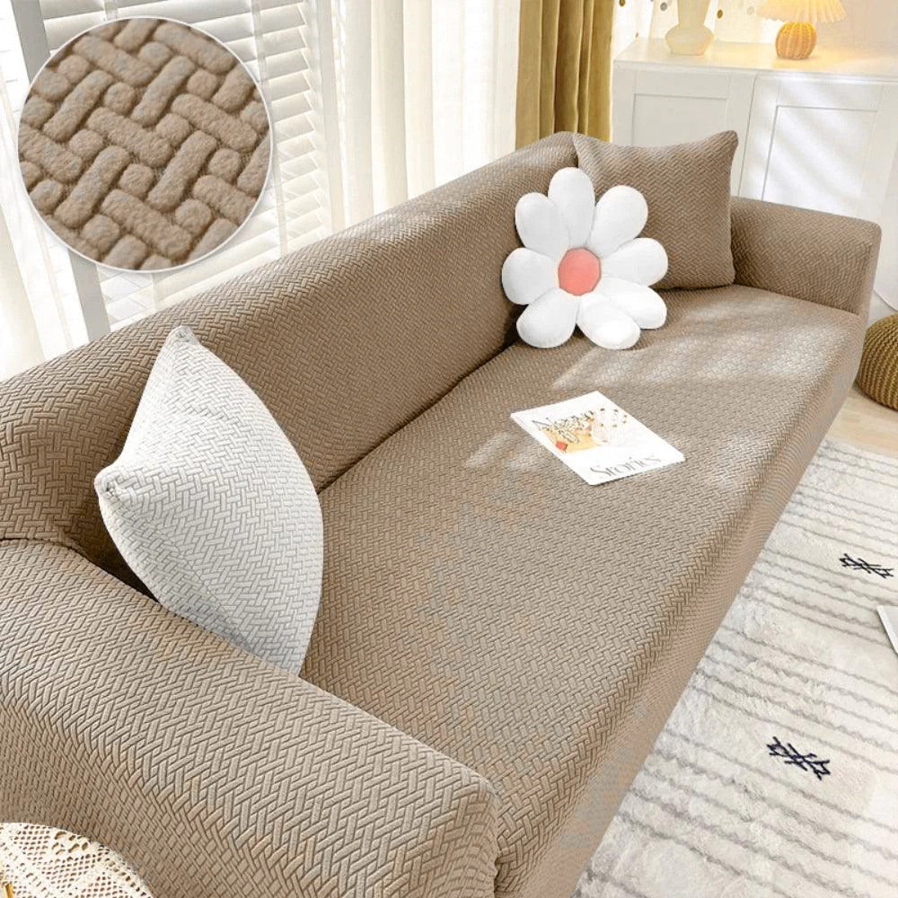 Jacquard Stripe Sofa Cover - Mouse