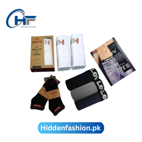 Hidden Fashion  branded L-e-v-i-s Bundle (Boxer, Vest and Socks)