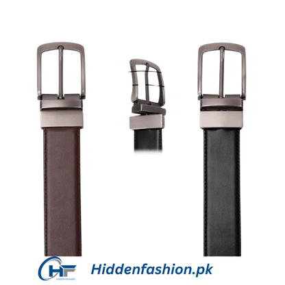 Hidden Fashion  Branded Reversible 2 in 1 Leather Belt