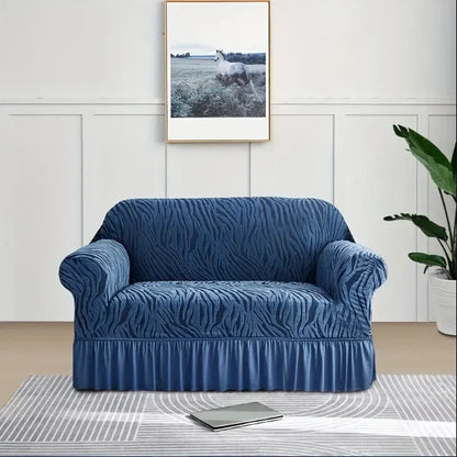 Zebra Velvet Sofa Covers - Blue