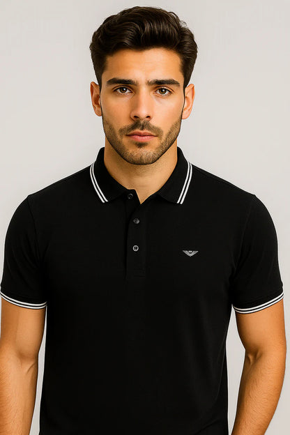 Men’s Black Polo Shirt – Cool & Stylish with Contrast Collar