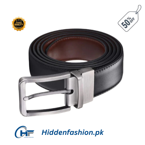 Hidden Fashion  Branded Reversible 2 in 1 Leather Belt