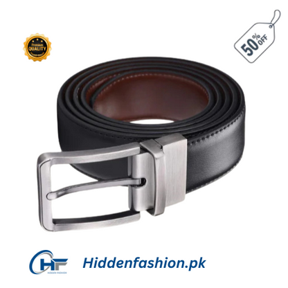 Hidden Fashion  Branded Reversible 2 in 1 Leather Belt
