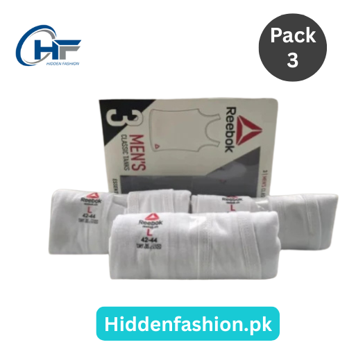 HF R-e-e-b-o-k Premium Cotton Vests (Pack of 3 – White)
