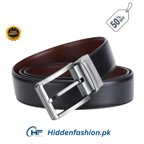 Hidden Fashion  Branded Reversible 2 in 1 Leather Belt