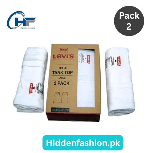 HF L-e-v-i-s Premium Cotton Vests (Pack of 2 – White)