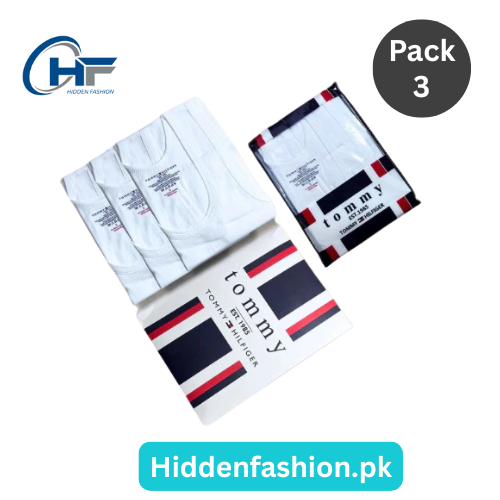 HF T-o-m-m-y H-i-l-f-i-g-e-r Branded Premium Cotton Vests (Pack of 3 – White)
