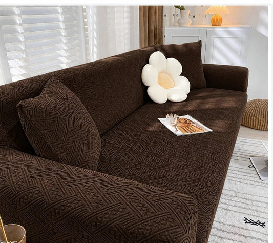HF Royal Wave Sofa Cover - Dark Brown