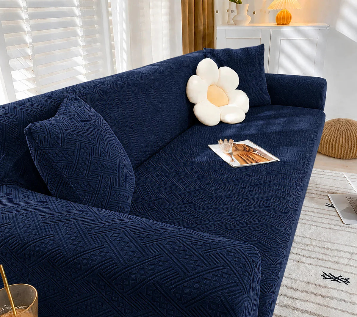 HF Royal Wave Sofa Cover - Blue