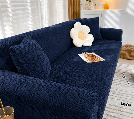 HF Royal Wave Sofa Cover - Blue