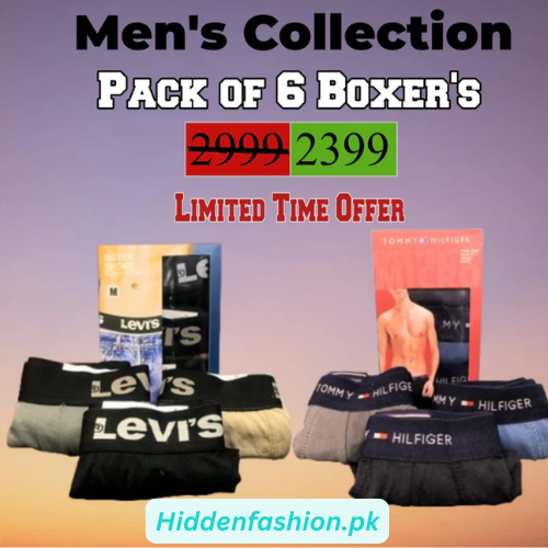 Men's Cotton Boxers T-0-m-m-y and L-e-v-i-e-s (Pack of 6) - Premium Deal