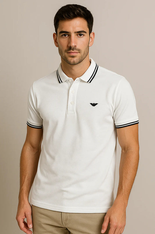Men’s White Polo Shirt – Cool & Stylish with Contrast Collar
