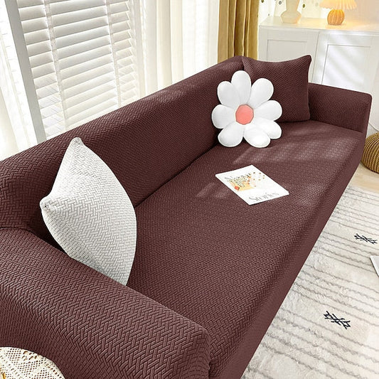 Jacquard Stripe Sofa Cover - Brown
