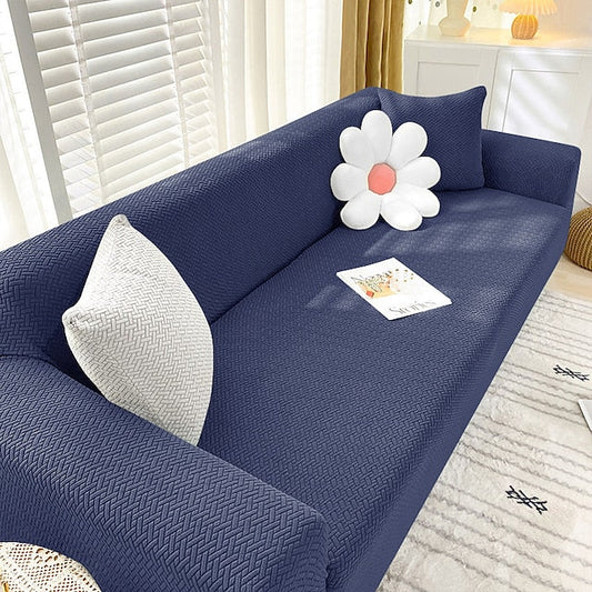 Jacquard Stripe Sofa Cover - Blue